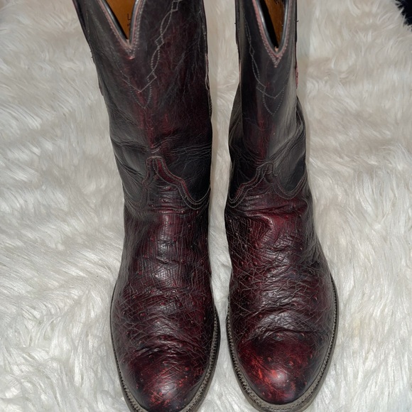 Vintage Lucchese oxblood ostrich leather boots - Picture 2 of 12